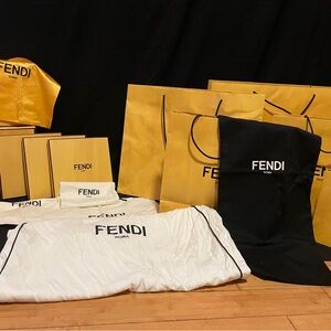 Fendi Gold and Black Shopping Bags with Dust Covers